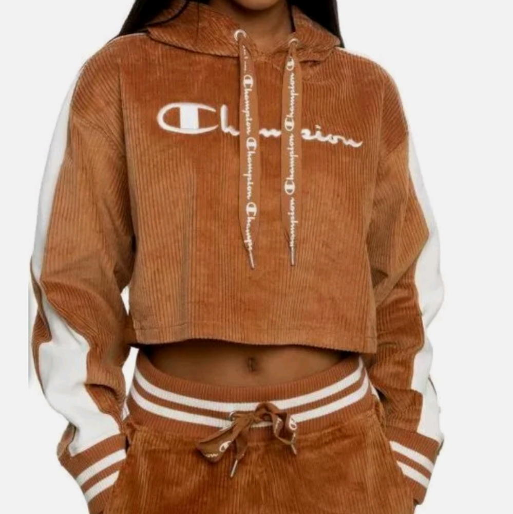 Champion Women's Corduroy Cropped Hoodie- Small